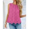 imageBTFBM Womens Tank Tops 2026 Summer Casual Sleeveless Button Down Shirts Embroidered Eyelet Blouse Beach Vacation ClothesRose Pink