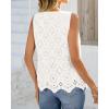 imageBTFBM Womens Tank Tops 2026 Summer Casual Sleeveless Button Down Shirts Embroidered Eyelet Blouse Beach Vacation ClothesWhite