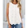 imageBTFBM Womens Tank Tops 2026 Summer Casual Sleeveless Button Down Shirts Embroidered Eyelet Blouse Beach Vacation ClothesWhite