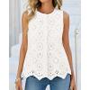 imageBTFBM Womens Tank Tops 2026 Summer Casual Sleeveless Button Down Shirts Embroidered Eyelet Blouse Beach Vacation ClothesWhite