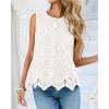 imageBTFBM Womens Tank Tops 2026 Summer Casual Sleeveless Button Down Shirts Embroidered Eyelet Blouse Beach Vacation ClothesWhite
