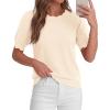 imageBTFBM Short Sleeve Sweater for Women 2026 Spring Summer Knit Basic Tops Lightweight Business Casual Vacation OutfitsBeige