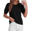 imageBTFBM Short Sleeve Sweater for Women 2026 Spring Summer Knit Basic Tops Lightweight Business Casual Vacation OutfitsBlack