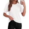 imageBTFBM Short Sleeve Sweater for Women 2026 Spring Summer Knit Basic Tops Lightweight Business Casual Vacation OutfitsWhite