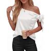 imageBTFBM Off The Shoulder Tops for Women Summer 2026 Short Sleeve Satin Blouse Shirts Silk Y2K Going Out Top Beach VacationWhite