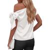 imageBTFBM Off The Shoulder Tops for Women Summer 2026 Short Sleeve Satin Blouse Shirts Silk Y2K Going Out Top Beach VacationWhite