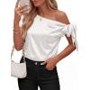 imageBTFBM Off The Shoulder Tops for Women Summer 2026 Short Sleeve Satin Blouse Shirts Silk Y2K Going Out Top Beach VacationWhite