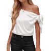 imageBTFBM Off The Shoulder Tops for Women Summer 2026 Short Sleeve Satin Blouse Shirts Silk Y2K Going Out Top Beach VacationWhite