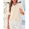 imageBTFBM Womens Button Down Shirts Short Puff Sleeve Collared V Neck 2026 Summer Tops Dressy Casual Work Business BlousesBeige