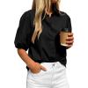 imageBTFBM Womens Button Down Shirts Short Puff Sleeve Collared V Neck 2026 Summer Tops Dressy Casual Work Business BlousesBlack