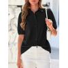 imageBTFBM Womens Button Down Shirts Short Puff Sleeve Collared V Neck 2026 Summer Tops Dressy Casual Work Business BlousesBlack