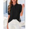 imageBTFBM Womens Button Down Shirts Short Puff Sleeve Collared V Neck 2026 Summer Tops Dressy Casual Work Business BlousesBlack