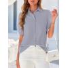 imageBTFBM Womens Button Down Shirts Short Puff Sleeve Collared V Neck 2026 Summer Tops Dressy Casual Work Business BlousesGrey