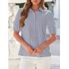 imageBTFBM Womens Button Down Shirts Short Puff Sleeve Collared V Neck 2026 Summer Tops Dressy Casual Work Business BlousesGrey