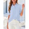 imageBTFBM Womens Button Down Shirts Short Puff Sleeve Collared V Neck 2026 Summer Tops Dressy Casual Work Business BlousesLight Blue