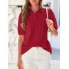imageBTFBM Womens Button Down Shirts Short Puff Sleeve Collared V Neck 2026 Summer Tops Dressy Casual Work Business BlousesRed