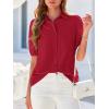 imageBTFBM Womens Button Down Shirts Short Puff Sleeve Collared V Neck 2026 Summer Tops Dressy Casual Work Business BlousesRed