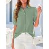 imageBTFBM Womens Button Down Shirts Short Puff Sleeve Collared V Neck 2026 Summer Tops Dressy Casual Work Business BlousesSage Green