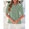 imageBTFBM Womens Button Down Shirts Short Puff Sleeve Collared V Neck 2026 Summer Tops Dressy Casual Work Business BlousesSage Green
