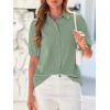 imageBTFBM Womens Button Down Shirts Short Puff Sleeve Collared V Neck 2026 Summer Tops Dressy Casual Work Business BlousesSage Green