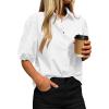 imageBTFBM Womens Button Down Shirts Short Puff Sleeve Collared V Neck 2026 Summer Tops Dressy Casual Work Business BlousesWhite