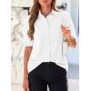 imageBTFBM Womens Button Down Shirts Short Puff Sleeve Collared V Neck 2026 Summer Tops Dressy Casual Work Business BlousesWhite