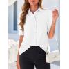 imageBTFBM Womens Button Down Shirts Short Puff Sleeve Collared V Neck 2026 Summer Tops Dressy Casual Work Business BlousesWhite