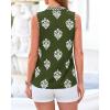 imageBTFBM Womens Tank Tops Floral Printed V Neck Sleeveless Spring 2026 Business Work Dressy Casual Shirts Chiffon BlousesArmy Green