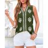 imageBTFBM Womens Tank Tops Floral Printed V Neck Sleeveless Spring 2026 Business Work Dressy Casual Shirts Chiffon BlousesArmy Green