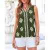 imageBTFBM Womens Tank Tops Floral Printed V Neck Sleeveless Spring 2026 Business Work Dressy Casual Shirts Chiffon BlousesArmy Green