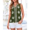 imageBTFBM Womens Tank Tops Floral Printed V Neck Sleeveless Spring 2026 Business Work Dressy Casual Shirts Chiffon BlousesArmy Green