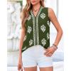 imageBTFBM Womens Tank Tops Floral Printed V Neck Sleeveless Spring 2026 Business Work Dressy Casual Shirts Chiffon BlousesArmy Green