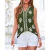 imageBTFBM Womens Tank Tops Floral Printed V Neck Sleeveless Spring 2026 Business Work Dressy Casual Shirts Chiffon BlousesArmy Green