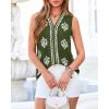 imageBTFBM Womens Tank Tops Floral Printed V Neck Sleeveless Spring 2026 Business Work Dressy Casual Shirts Chiffon BlousesArmy Green