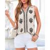 imageBTFBM Womens Tank Tops Floral Printed V Neck Sleeveless Spring 2026 Business Work Dressy Casual Shirts Chiffon BlousesBeige