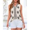 imageBTFBM Womens Tank Tops Floral Printed V Neck Sleeveless Spring 2026 Business Work Dressy Casual Shirts Chiffon BlousesBeige