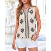 imageBTFBM Womens Tank Tops Floral Printed V Neck Sleeveless Spring 2026 Business Work Dressy Casual Shirts Chiffon BlousesBeige