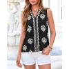 imageBTFBM Womens Tank Tops Floral Printed V Neck Sleeveless Spring 2026 Business Work Dressy Casual Shirts Chiffon BlousesBlack