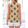 imageBTFBM Womens Tank Tops Floral Printed V Neck Sleeveless Spring 2026 Business Work Dressy Casual Shirts Chiffon BlousesKhaki