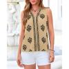 imageBTFBM Womens Tank Tops Floral Printed V Neck Sleeveless Spring 2026 Business Work Dressy Casual Shirts Chiffon BlousesKhaki