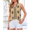 imageBTFBM Womens Tank Tops Floral Printed V Neck Sleeveless Spring 2026 Business Work Dressy Casual Shirts Chiffon BlousesKhaki