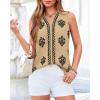 imageBTFBM Womens Tank Tops Floral Printed V Neck Sleeveless Spring 2026 Business Work Dressy Casual Shirts Chiffon BlousesKhaki