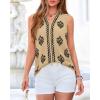 imageBTFBM Womens Tank Tops Floral Printed V Neck Sleeveless Spring 2026 Business Work Dressy Casual Shirts Chiffon BlousesKhaki