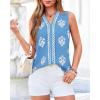 imageBTFBM Womens Tank Tops Floral Printed V Neck Sleeveless Spring 2026 Business Work Dressy Casual Shirts Chiffon BlousesLight Blue