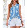 imageBTFBM Womens Tank Tops Floral Printed V Neck Sleeveless Spring 2026 Business Work Dressy Casual Shirts Chiffon BlousesLight Blue