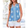 imageBTFBM Womens Tank Tops Floral Printed V Neck Sleeveless Spring 2026 Business Work Dressy Casual Shirts Chiffon BlousesLight Blue