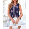 imageBTFBM Womens Tank Tops Floral Printed V Neck Sleeveless Spring 2026 Business Work Dressy Casual Shirts Chiffon BlousesNavy Blue
