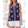 imageBTFBM Womens Tank Tops Floral Printed V Neck Sleeveless Spring 2026 Business Work Dressy Casual Shirts Chiffon BlousesNavy Blue
