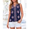 imageBTFBM Womens Tank Tops Floral Printed V Neck Sleeveless Spring 2026 Business Work Dressy Casual Shirts Chiffon BlousesNavy Blue