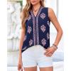 imageBTFBM Womens Tank Tops Floral Printed V Neck Sleeveless Spring 2026 Business Work Dressy Casual Shirts Chiffon BlousesNavy Blue